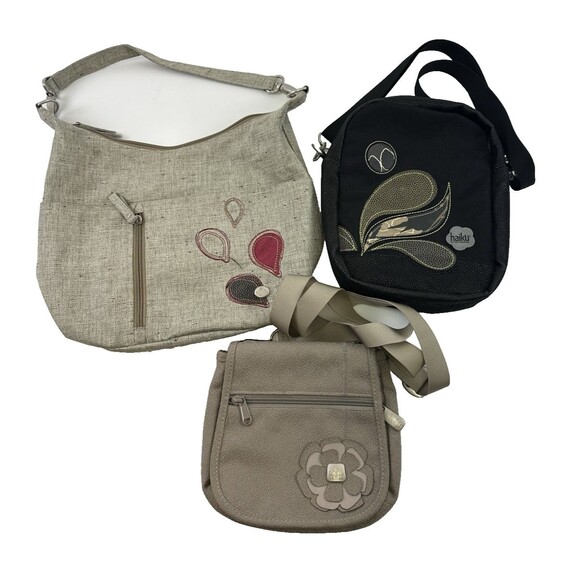 Haiku Purse Lot Of 3 Shoulder Hobo Fabric Vegan Small Crossbody Zip Flap Black - Picture 1 of 15